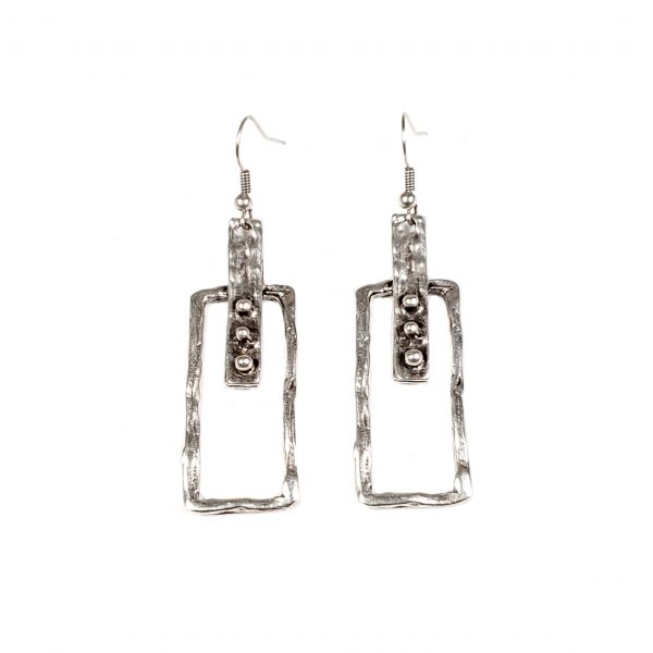 Hand Made Pewter Earrings Plated in 925 Silver - SKU# KU-123