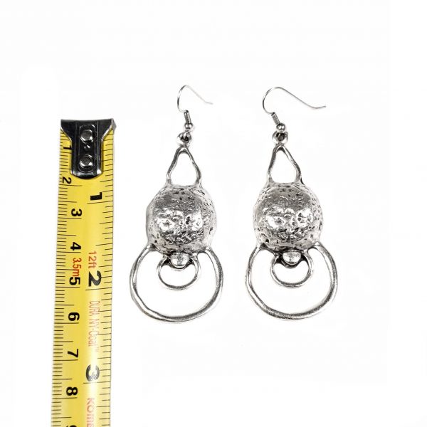 Hand Made Pewter Earrings Plated in 925 Silver - SKU# KU-129 - Image 2