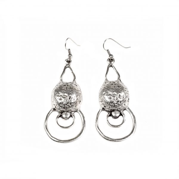 Hand Made Pewter Earrings Plated in 925 Silver - SKU# KU-129