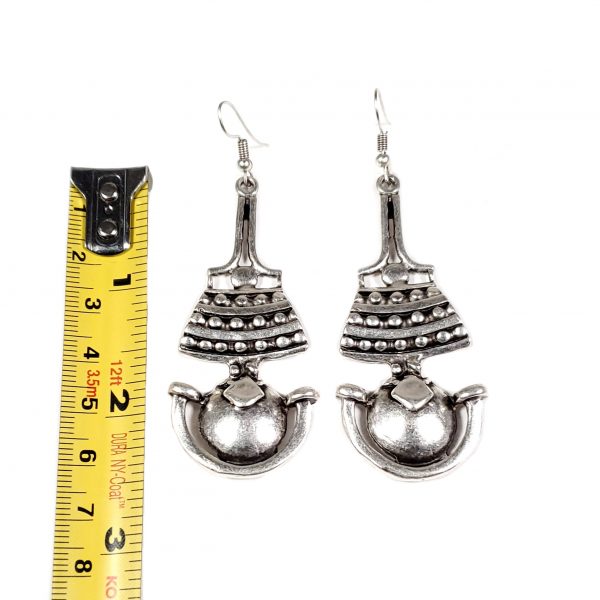 Hand Made Pewter Earrings Plated in 925 Silver - SKU# KU-132 - Image 2