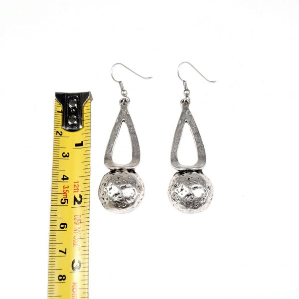 Hand Made Pewter Earrings Plated in 925 Silver - SKU# KU-135 - Image 2