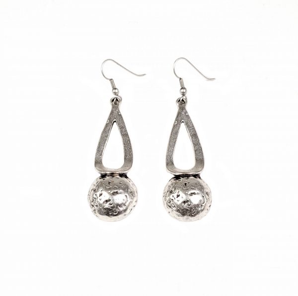 Hand Made Pewter Earrings Plated in 925 Silver - SKU# KU-135