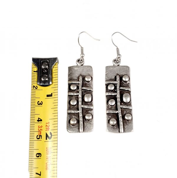 Hand Made Pewter Earrings Plated in 925 Silver - SKU# KU-137 - Image 2
