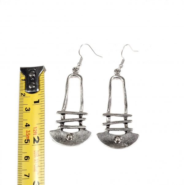 Hand Made Pewter Earrings Plated in 925 Silver - SKU# KU-141 - Image 2
