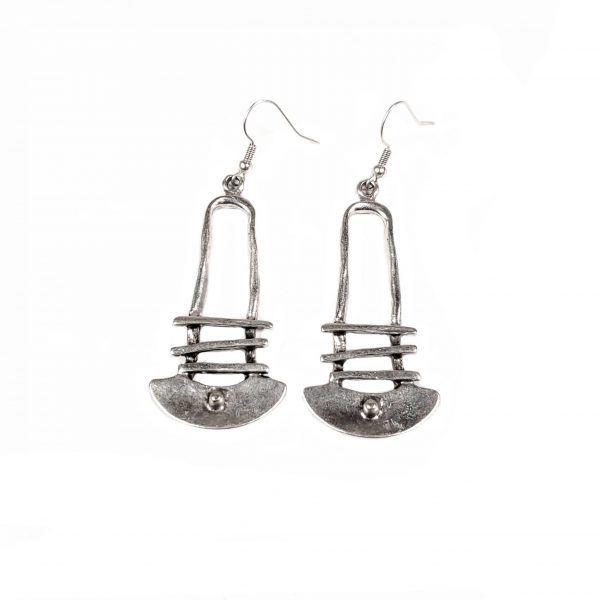 Hand Made Pewter Earrings Plated in 925 Silver - SKU# KU-141