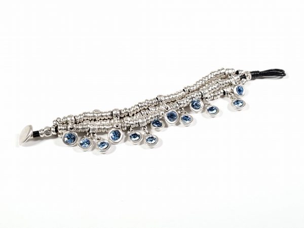 Hand Made Pewter Bracelet Plated in 925 Silver - SKU# NB-2159 Blue - Image 2