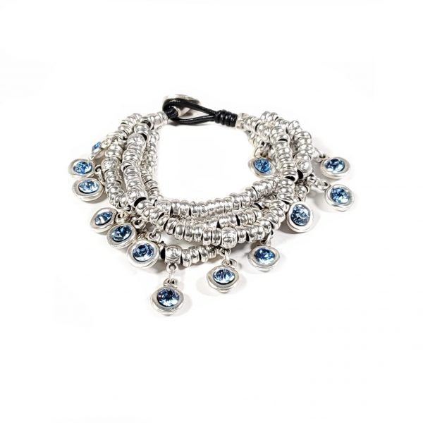 Hand Made Pewter Bracelet Plated in 925 Silver - SKU# NB-2159 Blue