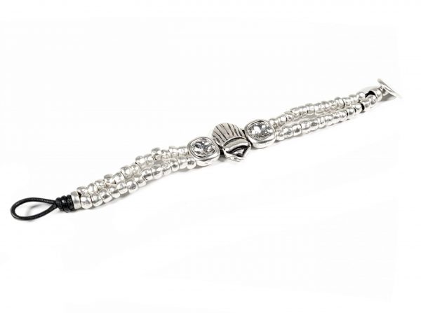 Hand Made Pewter Bracelet Plated in 925 Silver - SKU# NB-2164 - Image 2