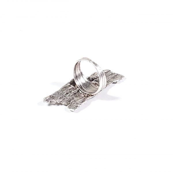 Hand Made Pewter Adjustable Ring Plated in 925 Silver - SKU# NR-6035 - Image 2