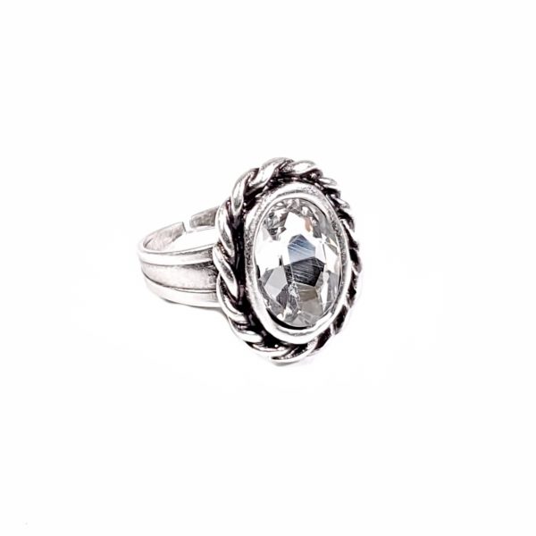 Hand Made Pewter Adjustable Ring Plated in 925 Silver - SKU# NR-6036 - Image 2