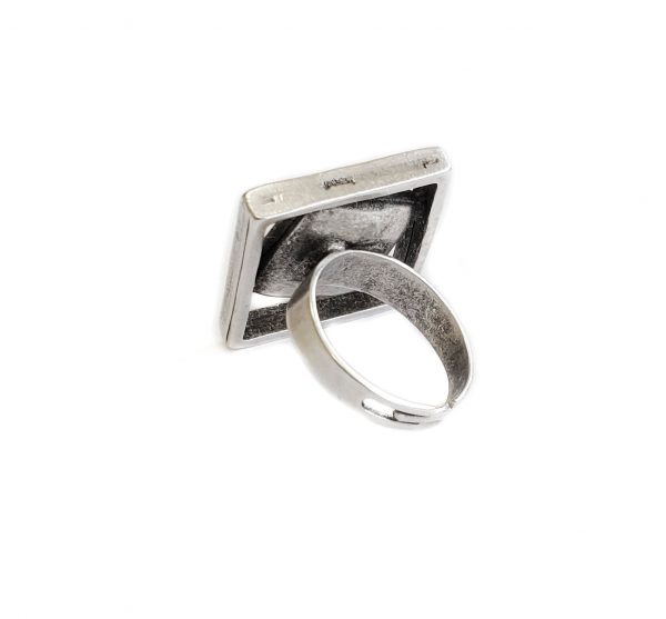 Hand Made Pewter Adjustable Ring Plated in 925 Silver - SKU# NR-6038 - Image 2