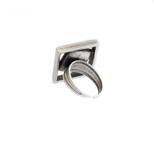 Hand Made Pewter Adjustable Ring Plated in 925 Silver - SKU# NR-6039 - Image 2