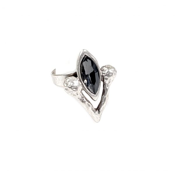 Hand Made Pewter Adjustable Ring Plated in 925 Silver - SKU# NR-6041 G - Image 2