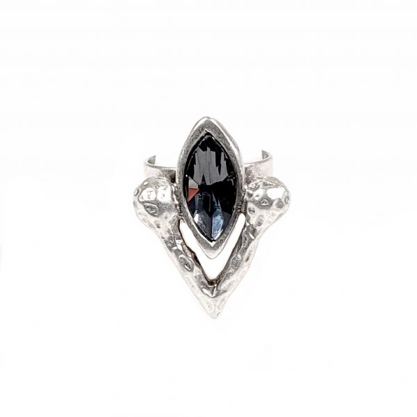Hand Made Pewter Adjustable Ring Plated in 925 Silver - SKU# NR-6041 G