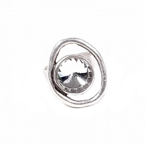 Hand Made Pewter Adjustable Ring Plated in 925 Silver - SKU# NR-6045