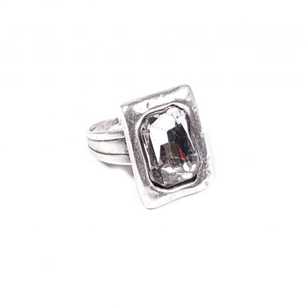 Hand Made Pewter Adjustable Ring Plated in 925 Silver - SKU# NR-6047 - Image 2