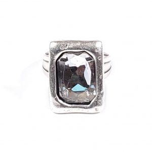 Hand Made Pewter Adjustable Ring Plated in 925 Silver - SKU# NR-6047