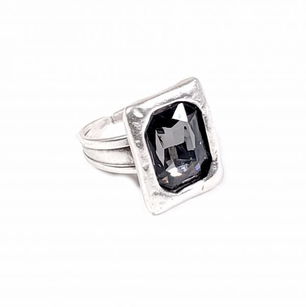 Hand Made Pewter Adjustable Ring Plated in 925 Silver - SKU# NR-6048G - Image 2