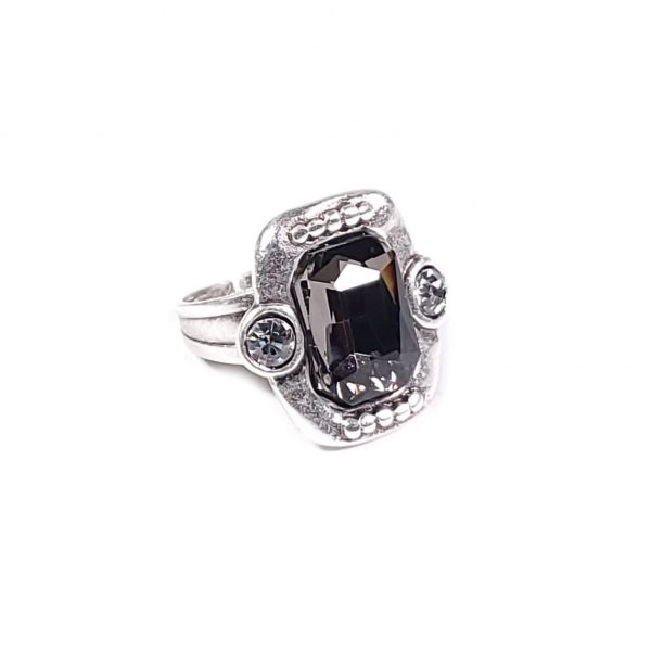 Hand Made Pewter Adjustable Ring Plated in 925 Silver - SKU# NR-6067G - Image 2