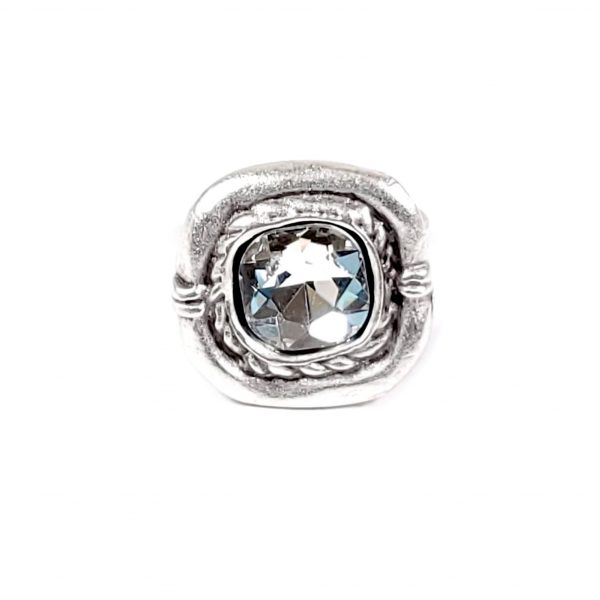 Hand Made Pewter Adjustable Ring Plated in 925 Silver - SKU# NR-6074