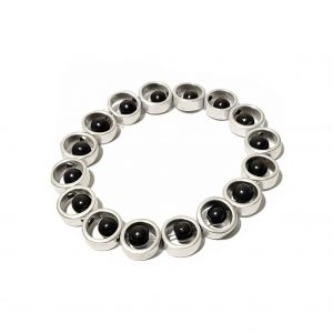Hand Made Pewter Bracelet Plated in 925 Silver - SKU# ZBB-213 Blk