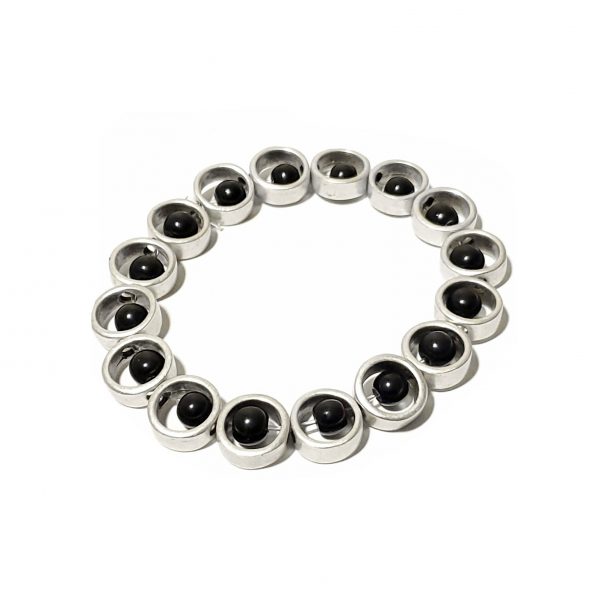 Hand Made Pewter Bracelet Plated in 925 Silver - SKU# ZBB-213 Blk