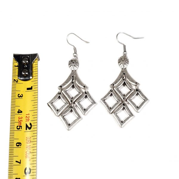 Hand Made Pewter Earrings Plated in 925 Silver - SKU# ZE-489 - Image 2