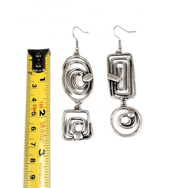 Hand Made Pewter Earrings Plated in 925 Silver - SKU# ZE-682 - Image 2
