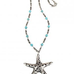 Hand Made Pewter Necklace Plated in 925 Silver - SKU# ZNB-076