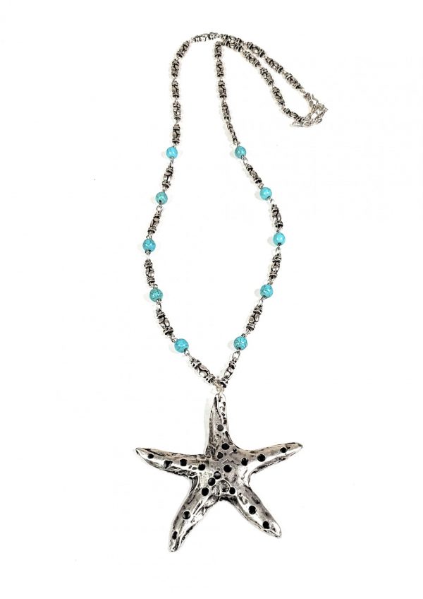 Hand Made Pewter Necklace Plated in 925 Silver - SKU# ZNB-076