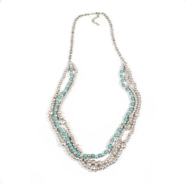 Hand Made Pewter Necklace Plated in 925 Silver - SKU# ZNB-084