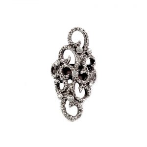 Hand Made Pewter Adjustable Ring Plated in 925 Silver - SKU# ZR-005
