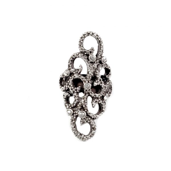 Hand Made Pewter Adjustable Ring Plated in 925 Silver - SKU# ZR-005