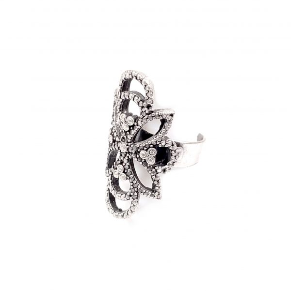 Hand Made Pewter Adjustable Ring Plated in 925 Silver - SKU# ZR-008 - Image 2