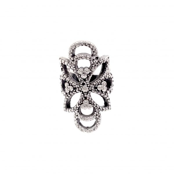 Hand Made Pewter Adjustable Ring Plated in 925 Silver - SKU# ZR-008