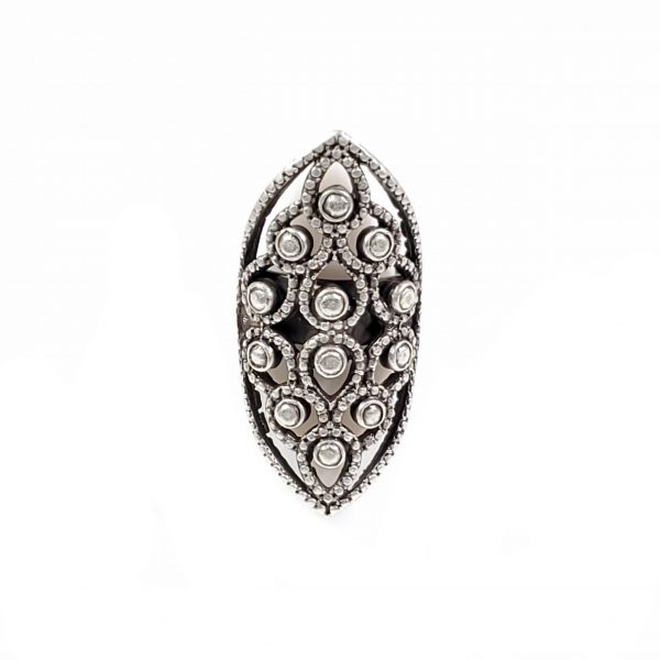Hand Made Pewter Adjustable Ring Plated in 925 Silver - SKU# ZR-046