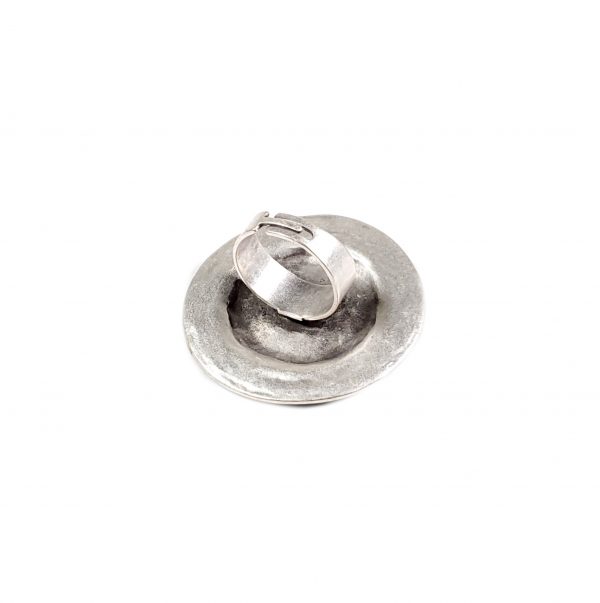 Hand Made Pewter Adjustable Ring Plated in 925 Silver - SKU# ZR-067 - Image 2