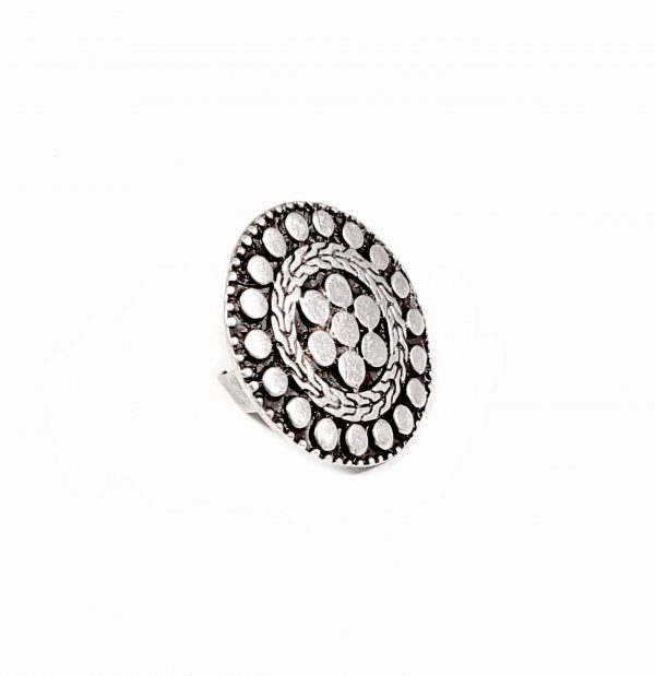 Hand Made Pewter Adjustable Ring Plated in 925 Silver - SKU# ZR-070 - Image 2