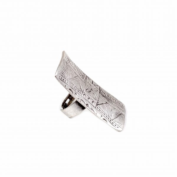 Hand Made Pewter Adjustable Ring Plated in 925 Silver - SKU# ZR-084 - Image 2