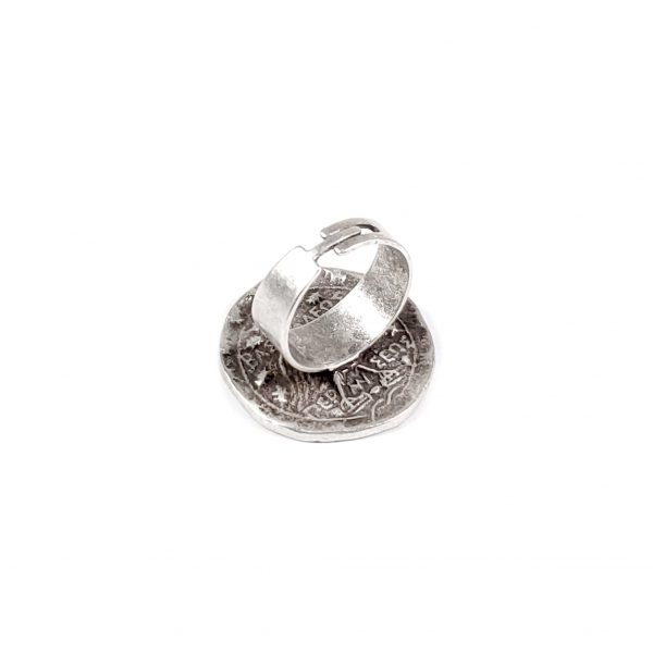 Hand Made Pewter Adjustable Ring Plated in 925 Silver - SKU# ZR-129 - Image 2