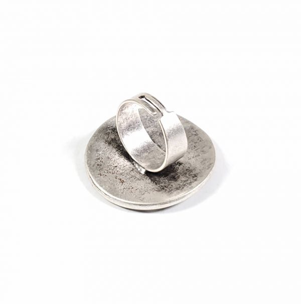 Hand Made Pewter Adjustable Ring Plated in 925 Silver - SKU# ZR-137 - Image 2