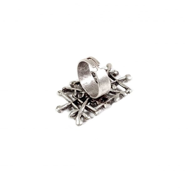 Hand Made Pewter Adjustable Ring Plated in 925 Silver - SKU# ZR-142 - Image 2