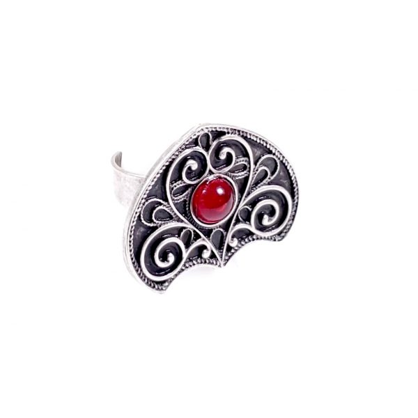 Hand Made Pewter Adjustable Ring Plated in 925 Silver - SKU# ZR-147 - Image 2