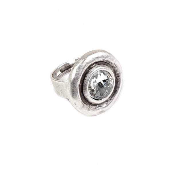Hand Made Pewter Adjustable Ring Plated in 925 Silver - SKU# ZR-167 - Image 2
