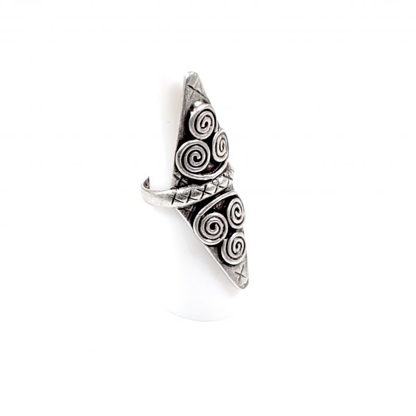 Hand Made Pewter Adjustable Ring Plated in 925 Silver - SKU# ZR-208 - Image 2