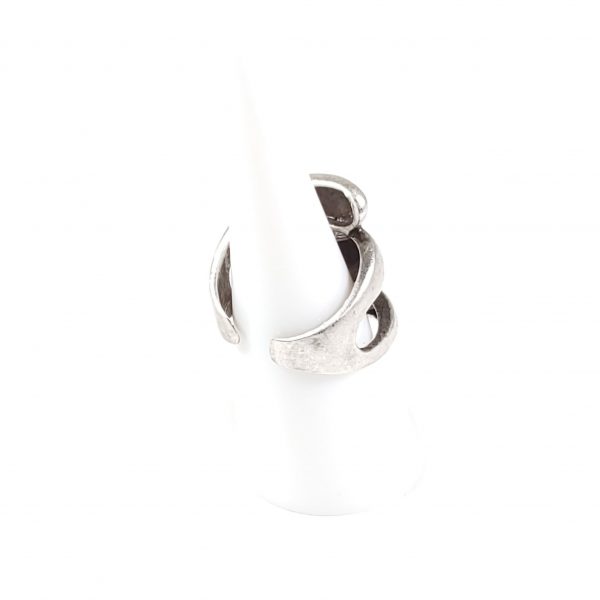 Hand Made Brass Adjustable Ring Plated in 925 Silver - SKU# ZRC-006 - Image 2