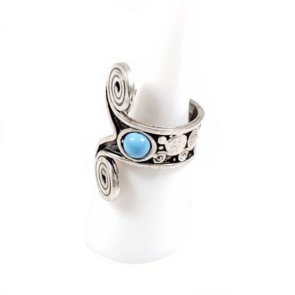 Hand Made Brass Adjustable Ring Plated in 925 Silver - SKU# ZRC-007 - Image 2