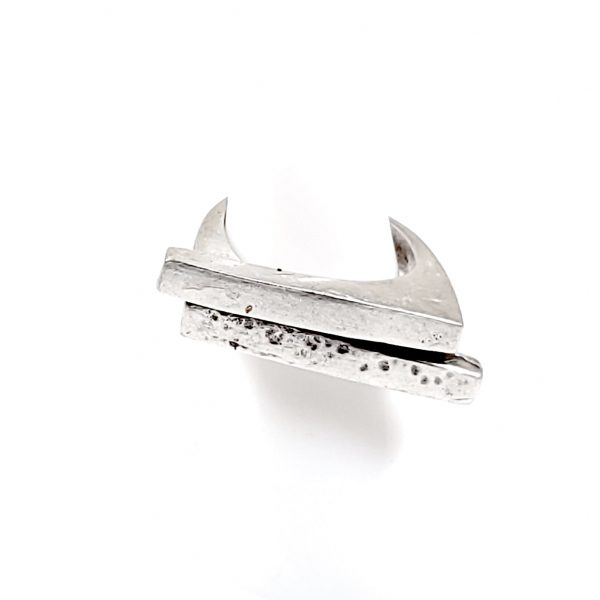 Hand Made Brass Adjustable Ring Plated in 925 Silver - SKU# ZRC-017 - Image 2
