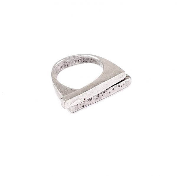 Hand Made Brass Adjustable Ring Plated in 925 Silver - SKU# ZRC-017