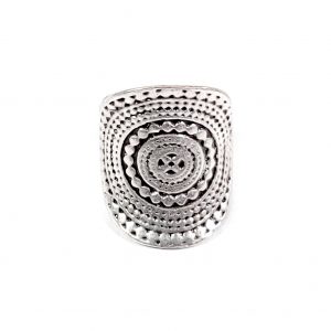 Hand Made Brass Adjustable Ring Plated in 925 Silver - SKU# ZRC-021